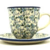 Polish Pottery 8 Oz. Cup & Saucer - Forget-Me-Knot -Polish Pottery shop ceramika artystyczna polish pottery 8 oz cup saucer forget me knot b66 2089a p14799