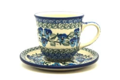 Polish Pottery 8 Oz. Cup & Saucer - Winter Viola