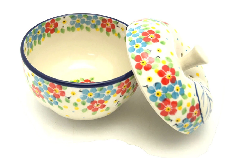 Polish Pottery Apple Baker - Summer Blossom 4 Polish Pottery Apple Baker - Summer Blossom - Image 2