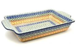 Polish Pottery Baker - Rectangular With Tab Handles - 7 Cups - Autumn