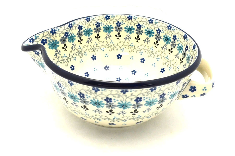 Polish Pottery Batter Bowl - 1 Quart - Bachelor Button