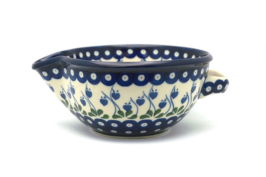 Polish Pottery Batter Bowl - 1 Quart - Bleeding Heart 3 Polish Pottery Batter Bowl - 1 Quart - Bleeding Heart