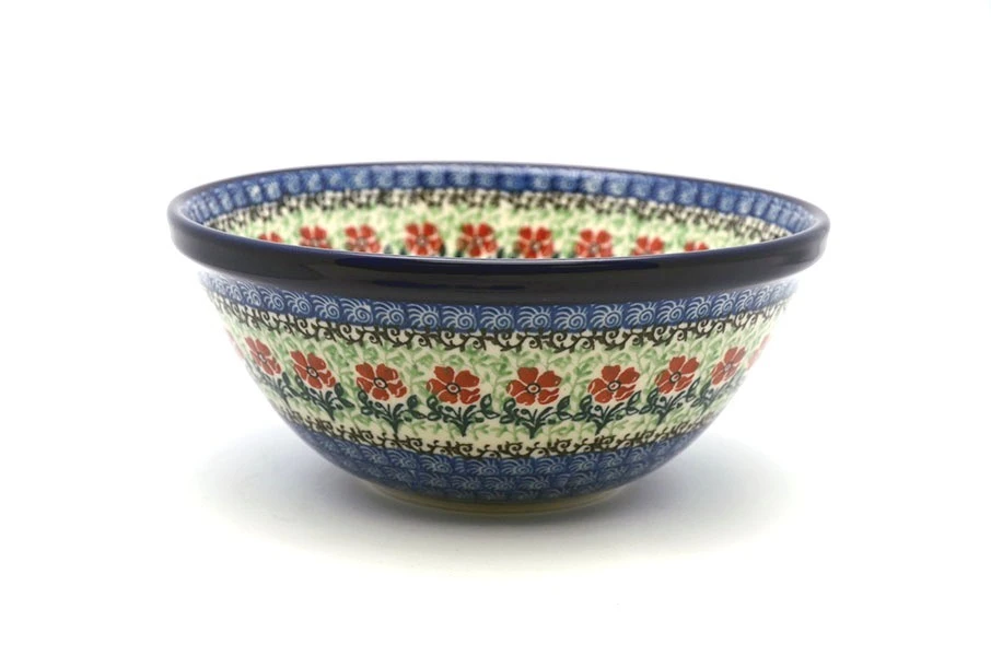 Polish Pottery Bowl - Large Nesting (7 1/2") - Maraschino 3 Polish Pottery Bowl - Large Nesting (7 1/2") - Maraschino
