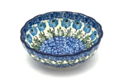 Polish Pottery Bowl - Shallow Scalloped - Small - Antique Rose