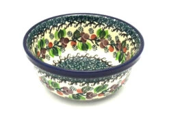 Polish Pottery Bowl - Soup And Salad - Burgundy Berry Green
