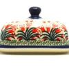 Polish Pottery Butter Dish - Crimson Bells -Polish Pottery shop ceramika artystyczna polish pottery butter dish crimson bells 295 1437a p1026