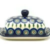 Polish Pottery Butter Dish - Peacock -Polish Pottery shop ceramika artystyczna polish pottery butter dish peacock 295 054a p4270
