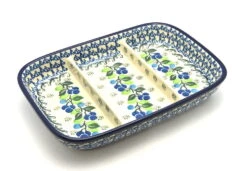 Polish Pottery Dish - Divided Rectangular - Blue Berries