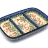 Polish Pottery Dish - Divided Rectangular - Crimson Bells 1 Polish Pottery Dish - Divided Rectangular - Crimson Bells -Polish Pottery shop ceramika artystyczna polish pottery dish divided rectangular crimson bells 393 1437a p4898