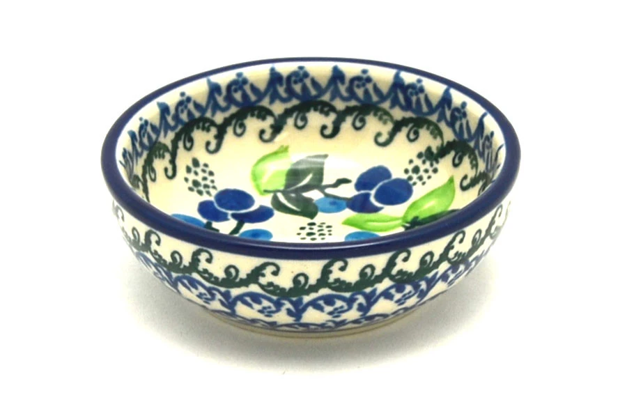 Polish Pottery Dish - Round Food Prep - Blue Berries 3 Polish Pottery Dish - Round Food Prep - Blue Berries