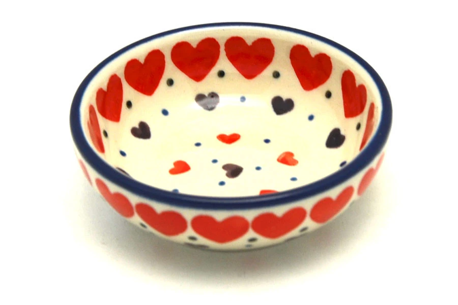 Polish Pottery Dish - Round Food Prep - Love Struck 3 Polish Pottery Dish - Round Food Prep - Love Struck