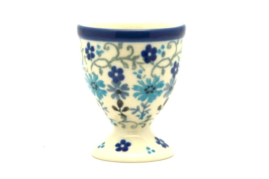Polish Pottery Egg Cup - Bachelor Button 3 Polish Pottery Egg Cup - Bachelor Button