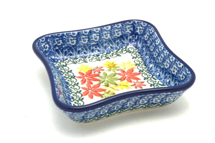 Polish Pottery Fluted Dipping Dish - Maple Harvest 3 Polish Pottery Fluted Dipping Dish - Maple Harvest