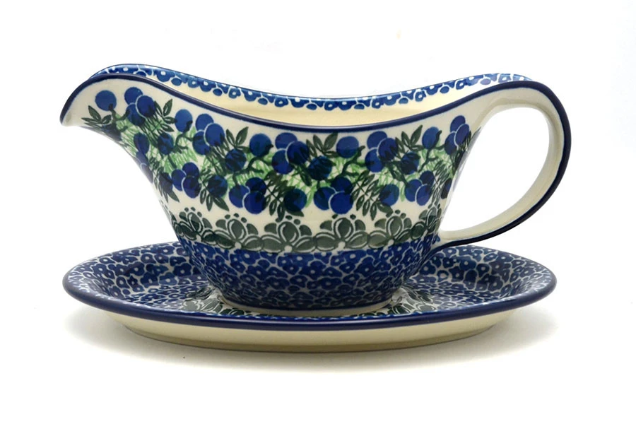 Polish Pottery Gravy Boat - Huckleberry 3 Polish Pottery Gravy Boat - Huckleberry