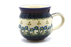 Polish Pottery Mug - 11 Oz. Bubble - Blue Spring Daisy