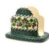 Polish Pottery Napkin Holder - Burgundy Berry Green -Polish Pottery shop ceramika artystyczna polish pottery napkin holder burgundy berry green 487 1415a p4542