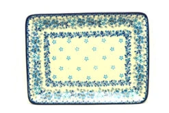 Polish Pottery Plate - Rectangular - Flax Flower
