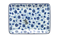 Polish Pottery Plate - Rectangular - Hidden Dragonfly