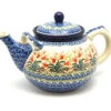Polish Pottery Teapot - 1 3/4 Qt. - Crimson Bells -Polish Pottery shop ceramika artystyczna polish pottery teapot 1 3 4 qt crimson bells 444 1437a p3230