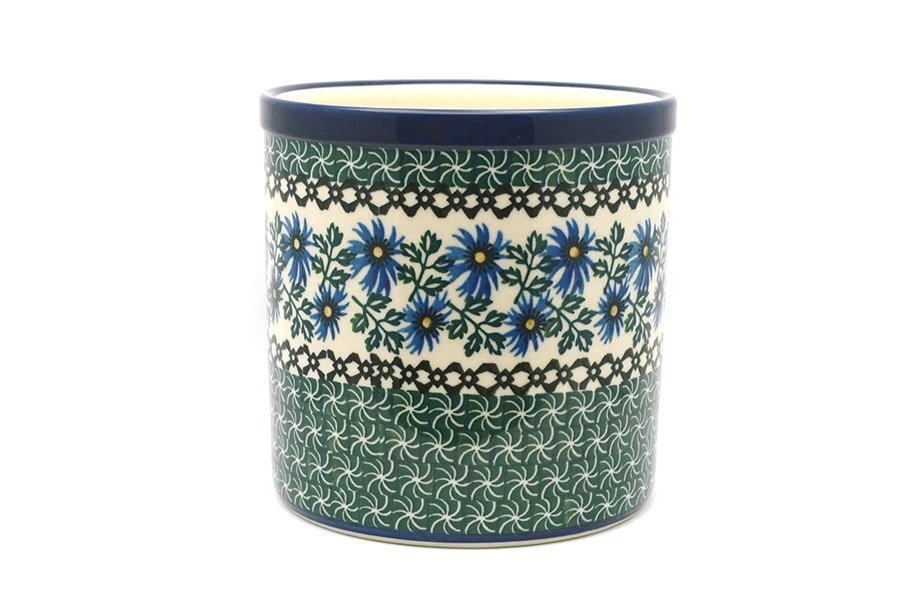 Polish Pottery Utensil Holder - Blue Chicory 3 Polish Pottery Utensil Holder - Blue Chicory